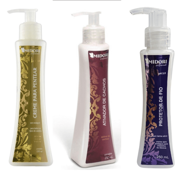 Kit Protetor de fio, Creme de pentear e Ativador de cachos