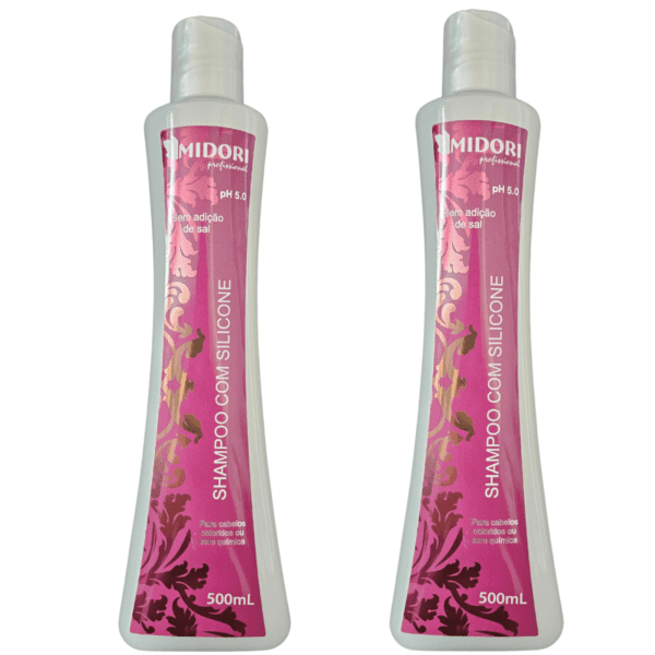 Shampoo Com Silicone 500ml - Midori Profissional Kit com 02