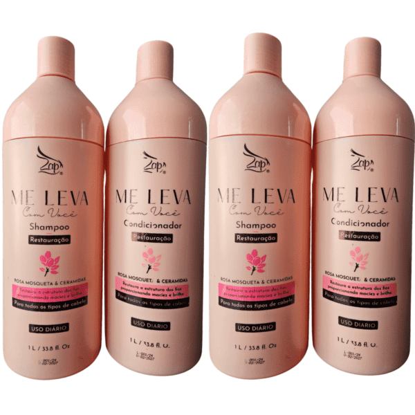 Kit 2 Shampoo e 2 Condicionador Rosa Mosqueta E Ceramidas 1l