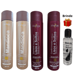 Kit Shampoo e condicionador Lisos e Soltos e Mandioca