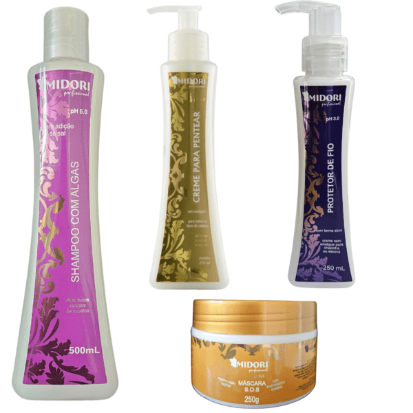 Shampoo Algas, Protetor de Fio, Creme de Pentear, Máscara