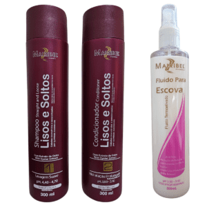 Kit Shampoo Condicionador Lisos e Soltos e Fluido p/ escova