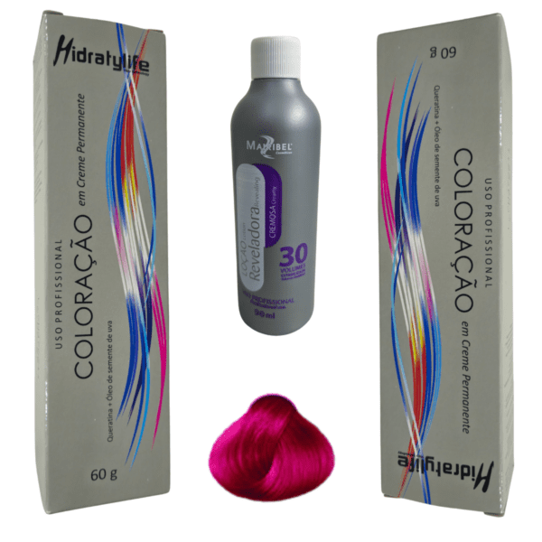 Kit 2 Coloração cabelos Pink Mairibel e OX Loção reveladora