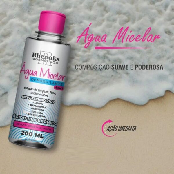 Kit 3 Água Micelar Demaquilante C Ácido Hialurônico 200ml - Imagem 2