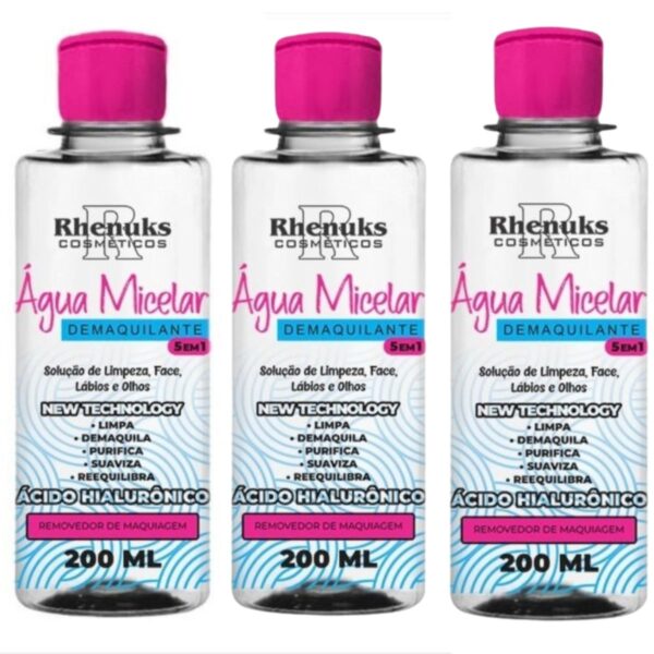 Kit 3 Água Micelar Demaquilante C Ácido Hialurônico 200ml