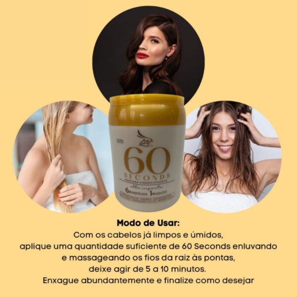 Kit 2 Máscara 60 Seconds Alto Impacto 950g Zap Cosméticos - Imagem 4