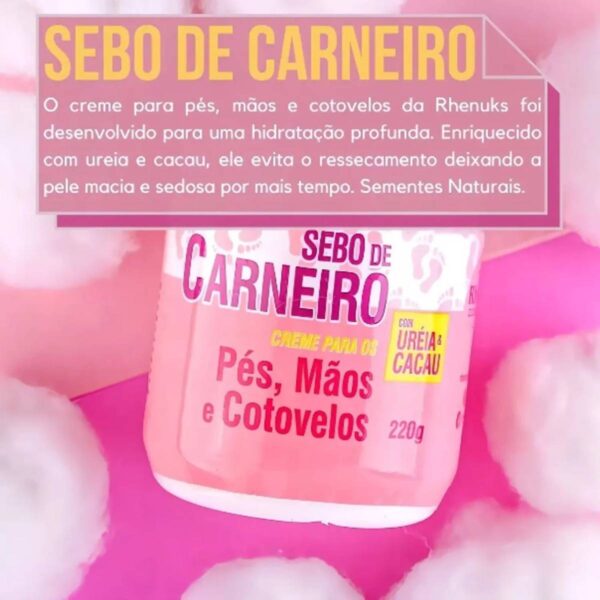 Kit 6 Creme Hidratante Pé Mãos Rachadura Sebo De Carneiro - Imagem 2