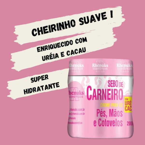 Kit 6 Creme Hidratante Pé Mãos Rachadura Sebo De Carneiro - Imagem 4