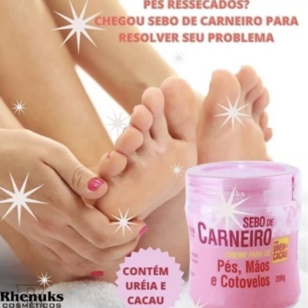 Kit 6 Creme Hidratante Pé Mãos Rachadura Sebo De Carneiro - Imagem 3
