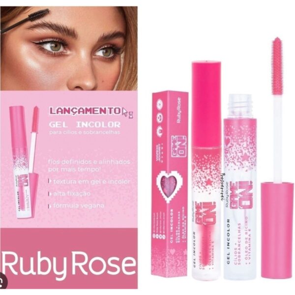 Kit 2 Gel Incolor Cílios E Sobrancelhas Game On Ruby Rose - Imagem 2