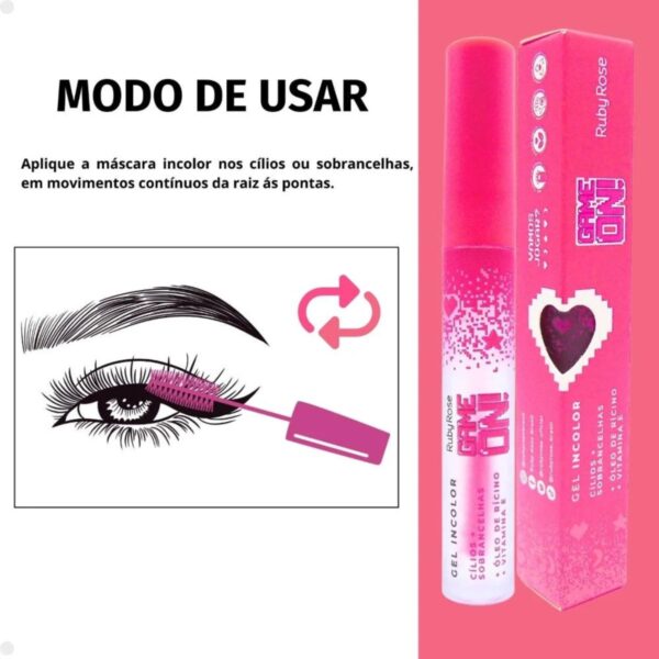 Kit 2 Gel Incolor Cílios E Sobrancelhas Game On Ruby Rose - Imagem 4