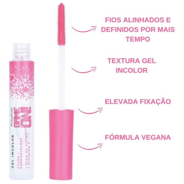 Kit 2 Gel Incolor Cílios E Sobrancelhas Game On Ruby Rose - Imagem 5