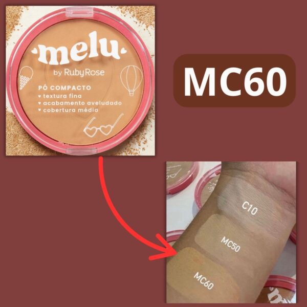 Kit 2 PÓ Facial Compacto Melu BY RUBY ROSE MC60 - Imagem 2