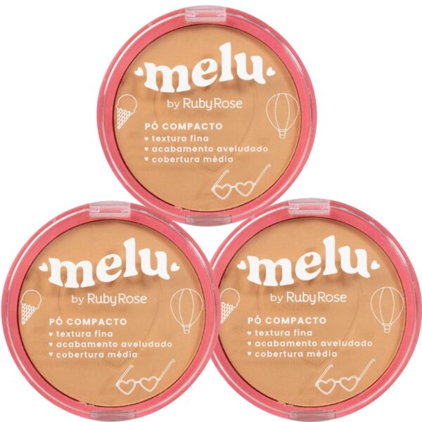Kit 3 PÓ Facial Compacto Melu BY RUBY ROSE MC50
