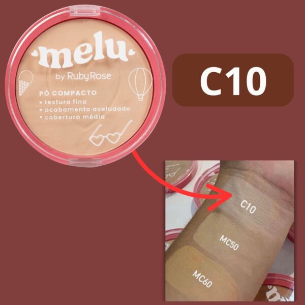 Kit 3 PÓ Facial Compacto Melu BY RUBY ROSE C10 - Imagem 2