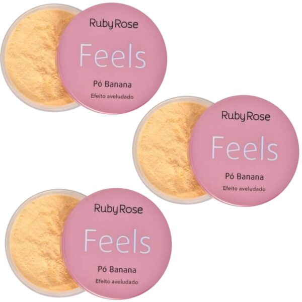 Kit 3 Base de maquiagem em pó Ruby Rose Feels PÓ BANANA
