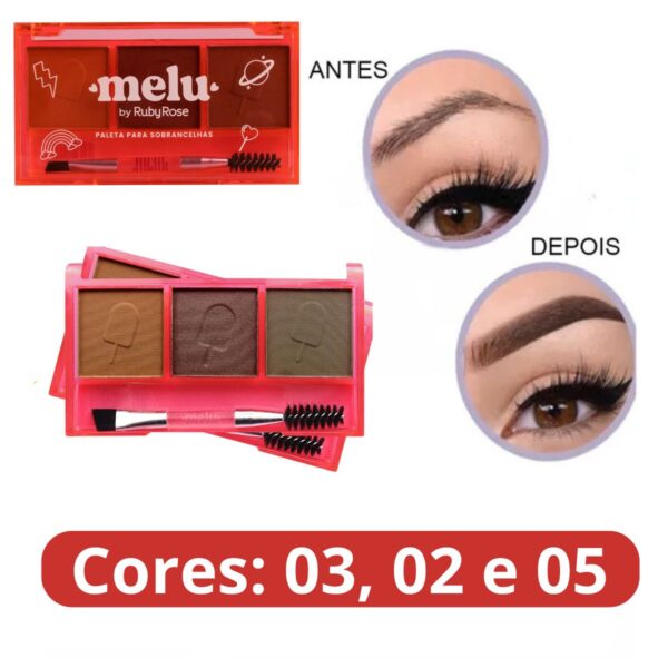 Kit 3 Paleta de Sombra Para Sobrancelhas Melu By Ruby Rose - Imagem 4