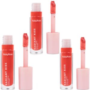 Kit 3 Lip Gloss Labial Radiant Kiss Ruby Rose RK10