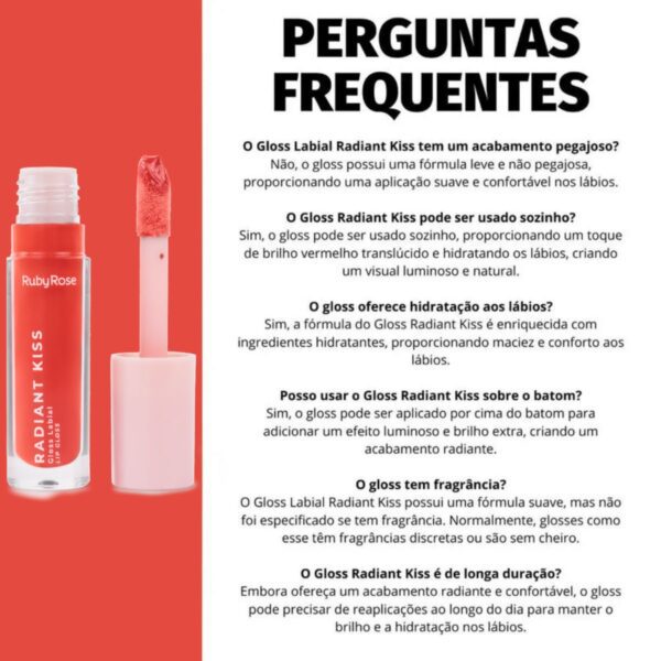 Kit 3 Lip Gloss Labial Radiant Kiss Ruby Rose RK10 - Imagem 4