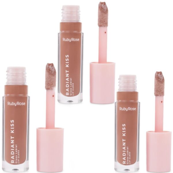 Kit 3 Lip Gloss Labial Radiant Kiss Ruby Rose RK20