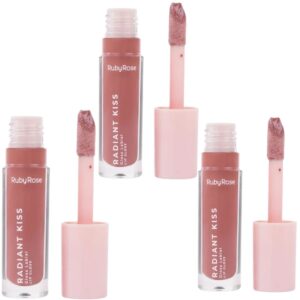 Kit 3 Lip Gloss Labial Radiant Kiss Ruby Rose RK30