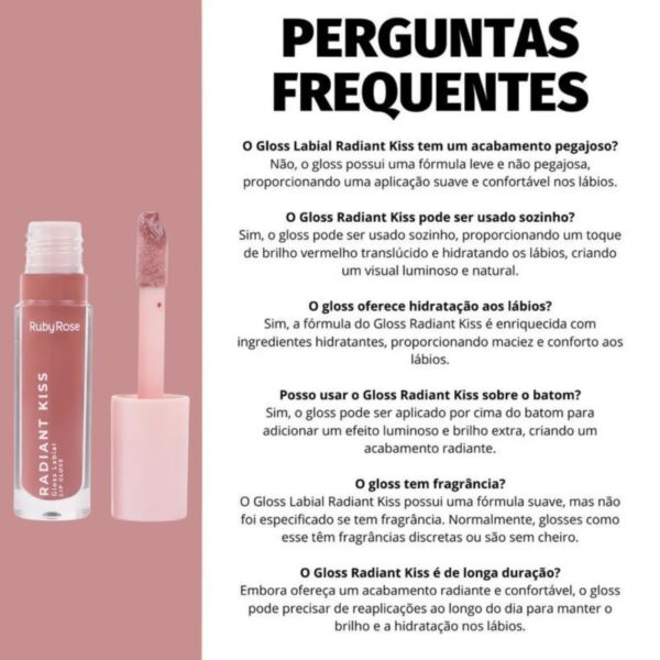 Kit 3 Lip Gloss Labial Radiant Kiss Ruby Rose RK30 - Imagem 3