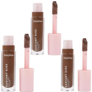 Kit 3 Lip Gloss Labial Radiant Kiss Ruby Rose RK40
