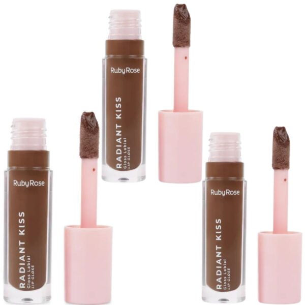 Kit 3 Lip Gloss Labial Radiant Kiss Ruby Rose RK40
