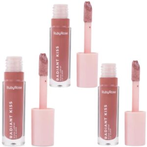 Kit 3 Lip Gloss Labial Radiant Kiss Ruby Rose RK50
