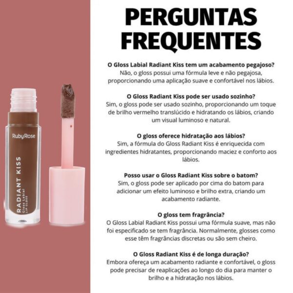 Kit 3 Lip Gloss Labial Radiant Kiss Ruby Rose RK60 - Imagem 3