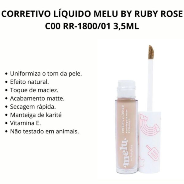 Kit 2 Corretivo Liquido Melu by Ruby Rose C00 - Imagem 2