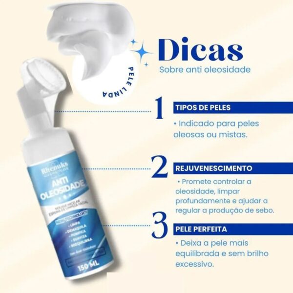 Kit 3 Mousse Micelar Oleosidade Espuma De Limpeza Facial - Imagem 3