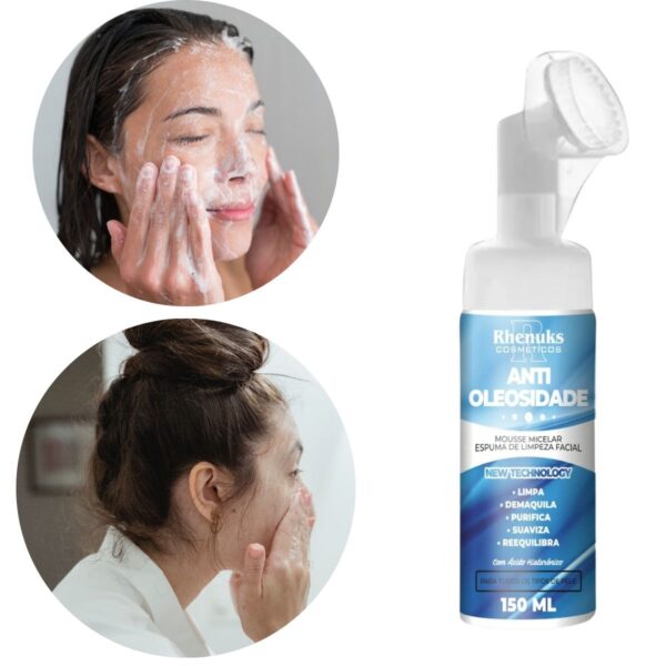 Kit 3 Mousse Micelar Oleosidade Espuma De Limpeza Facial - Imagem 4